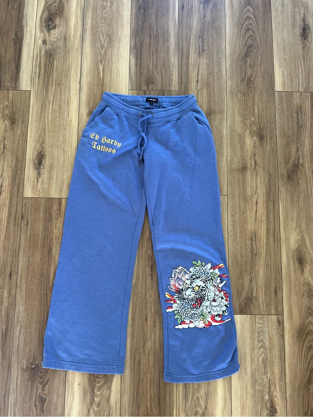 Ed Hardy womens Graphic tiger lotus Sweatpants size small